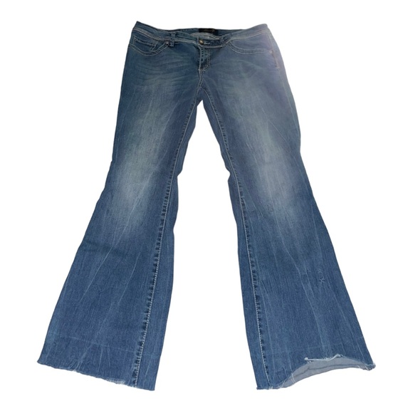Seven7 Denim - Seven Embellished Flare Unfinished Hem Rhinestone Jeans Size 12